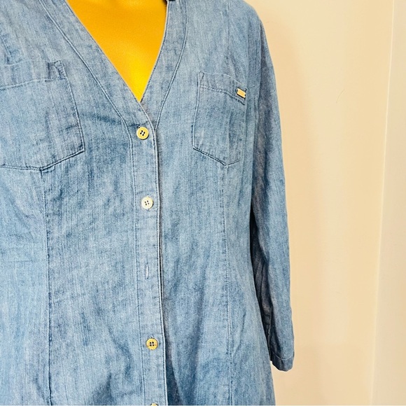 GUESS Chambray Denim Shirt Dress – Button Front Casual Chic – Size Small - Picture 5 of 5